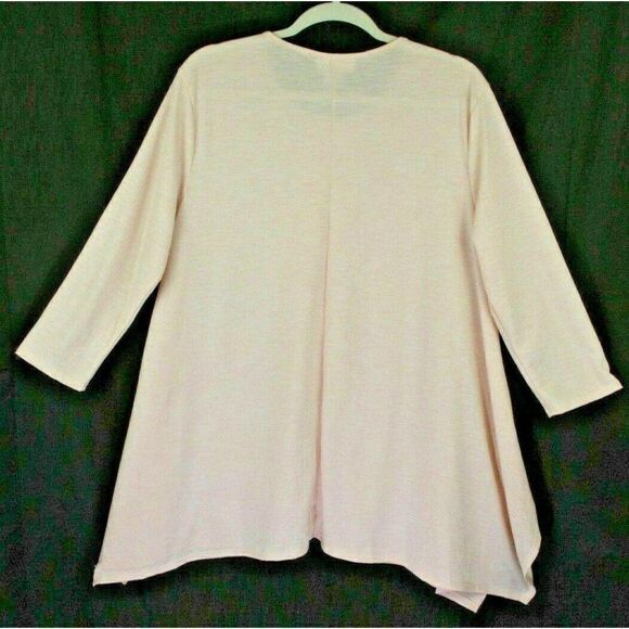 Janette 1X 2X Top Pink Tunic Crochet Lace 3/4 - Picture 6 of 7